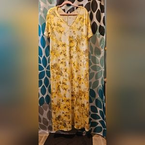 Slinky Yellow floral maxi dress